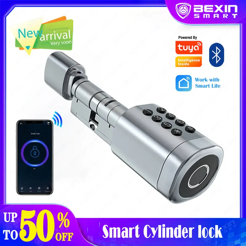 

TUYA APP Adjustable length automatic telescopic intelligent smart cylinder lock Electronic Digital Biometric Fingerprint smart