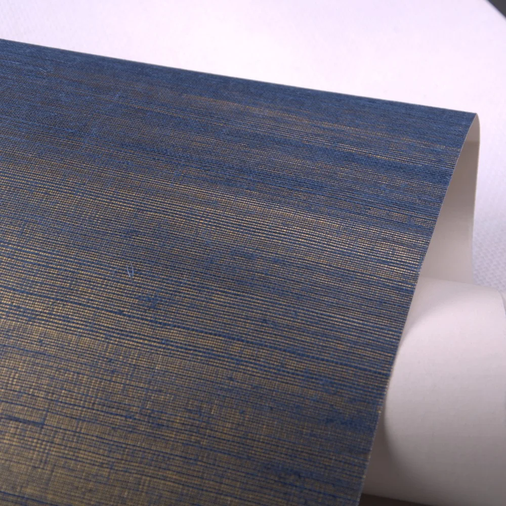 

Mywind Natural Sisal Wallpaper Navy Blue With Gold Metallic Luxury Design Bed Room Wallpaper