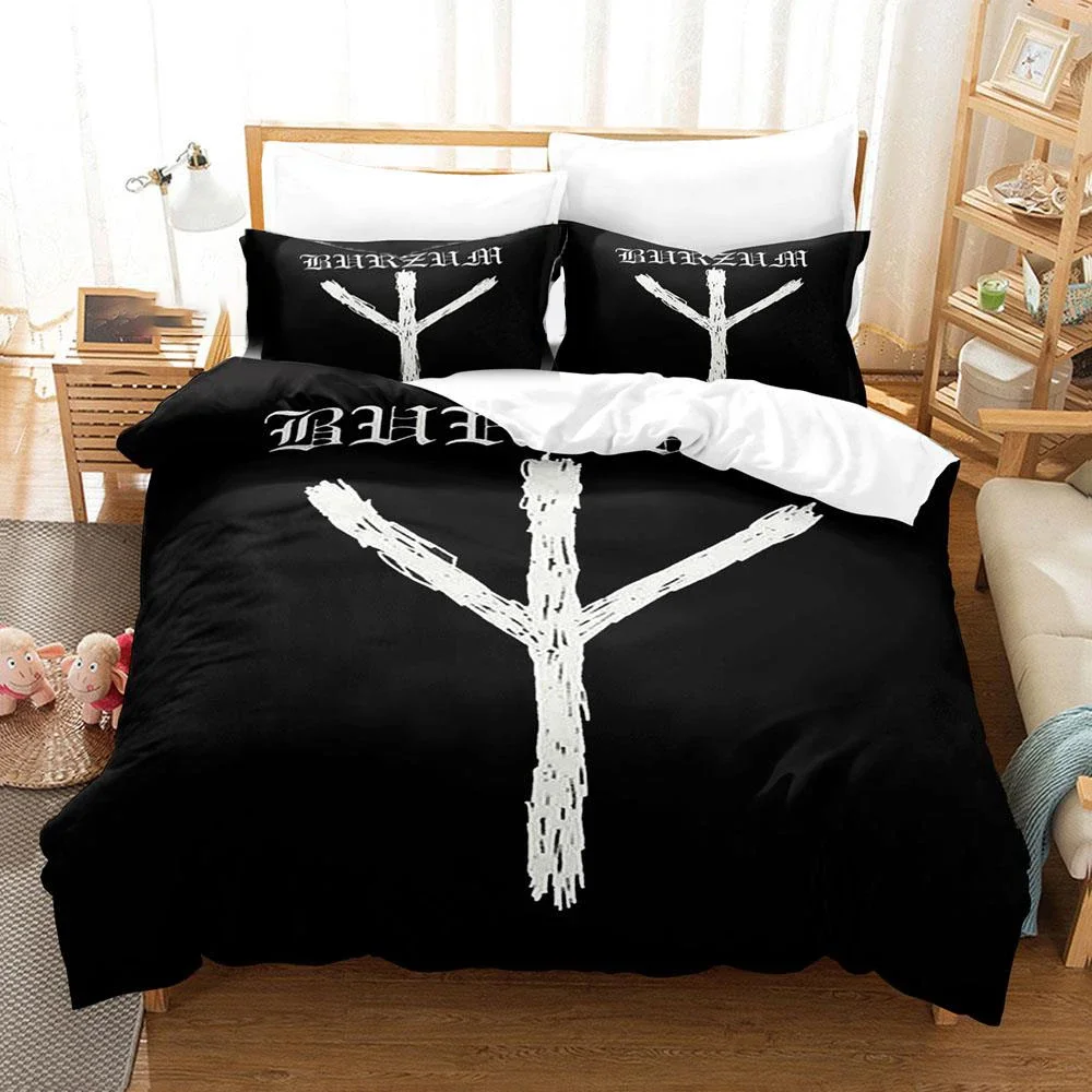 3PCS Single-sided Printed Quilt Cover Hip Hop Burzum Printed Bedding Sets Comfortable Bedspreads Comforter  Skull Bedding Set