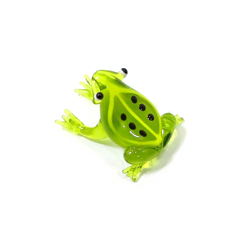2 Stück Bunte Mini-Glas-Tierfiguren Niedliche Frosch-Miniatur-Statuen Ornamente für Zuhause Tischdekoration Feengarten Bonsai Deko-Zubehör – Detail 11