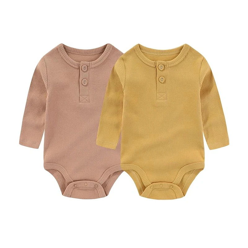 2 pezzi di colore solido tute per neonati vestiti per neonata in cotone neonato modello a coste manica lunga vestiti per neonato 0-24M