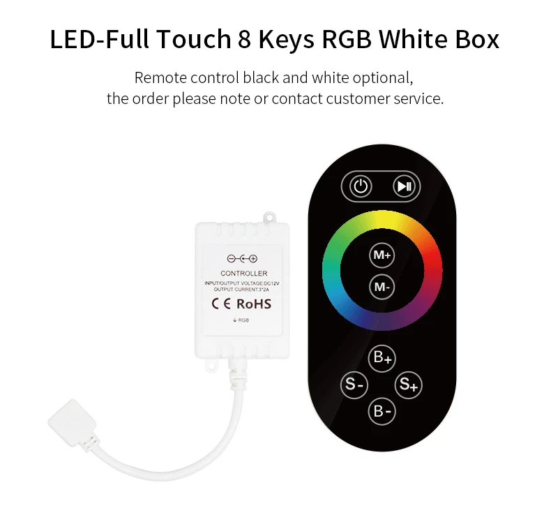 Contrôleur LED 12V RVB Contrôleur LED Bande Lumineuse Accessoires De Bande DC12-24V 8 prédire RVB IR RF Télécommande Pour Bande LED RVB.