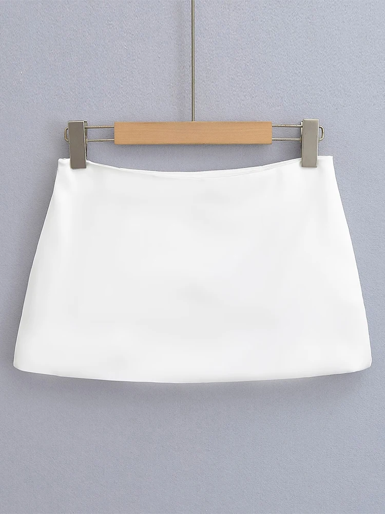 Summer and Autumn European and American Style Retro Satin A-Line Slim Fit Sexy Hip Hugging Pure Color Skirt for Women
