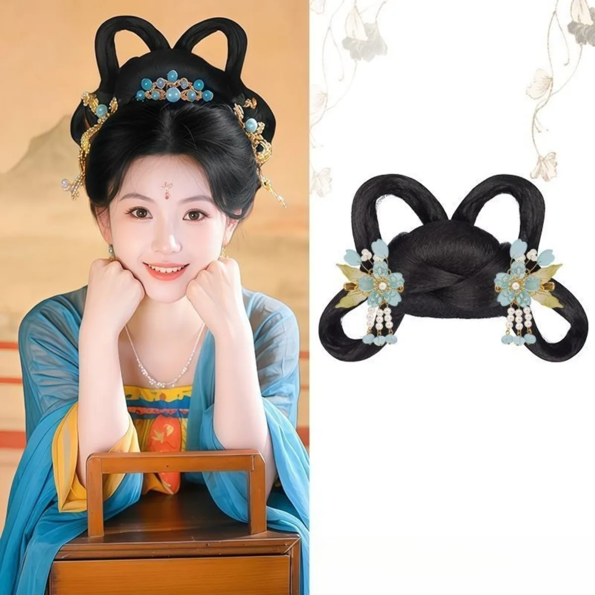 Ancient Hanfu Wig Integrated Volume Pad Hair Bun Updo Hairstyle Headwear Women Cosplay Daily Accessories