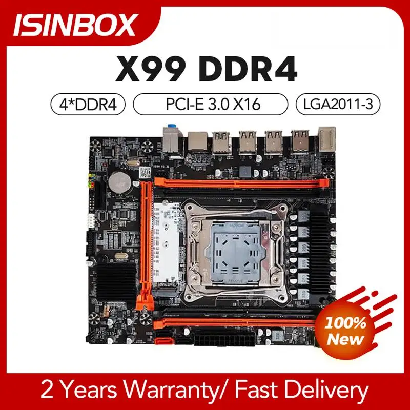 Placa-mãe X99 para jogos de escritório para PC, LGA2011-3, soquete CPU, 4 canais duplos, DDR4, PCI-E 3.0, X16, USB 3.0, NVME, M.2 SATA