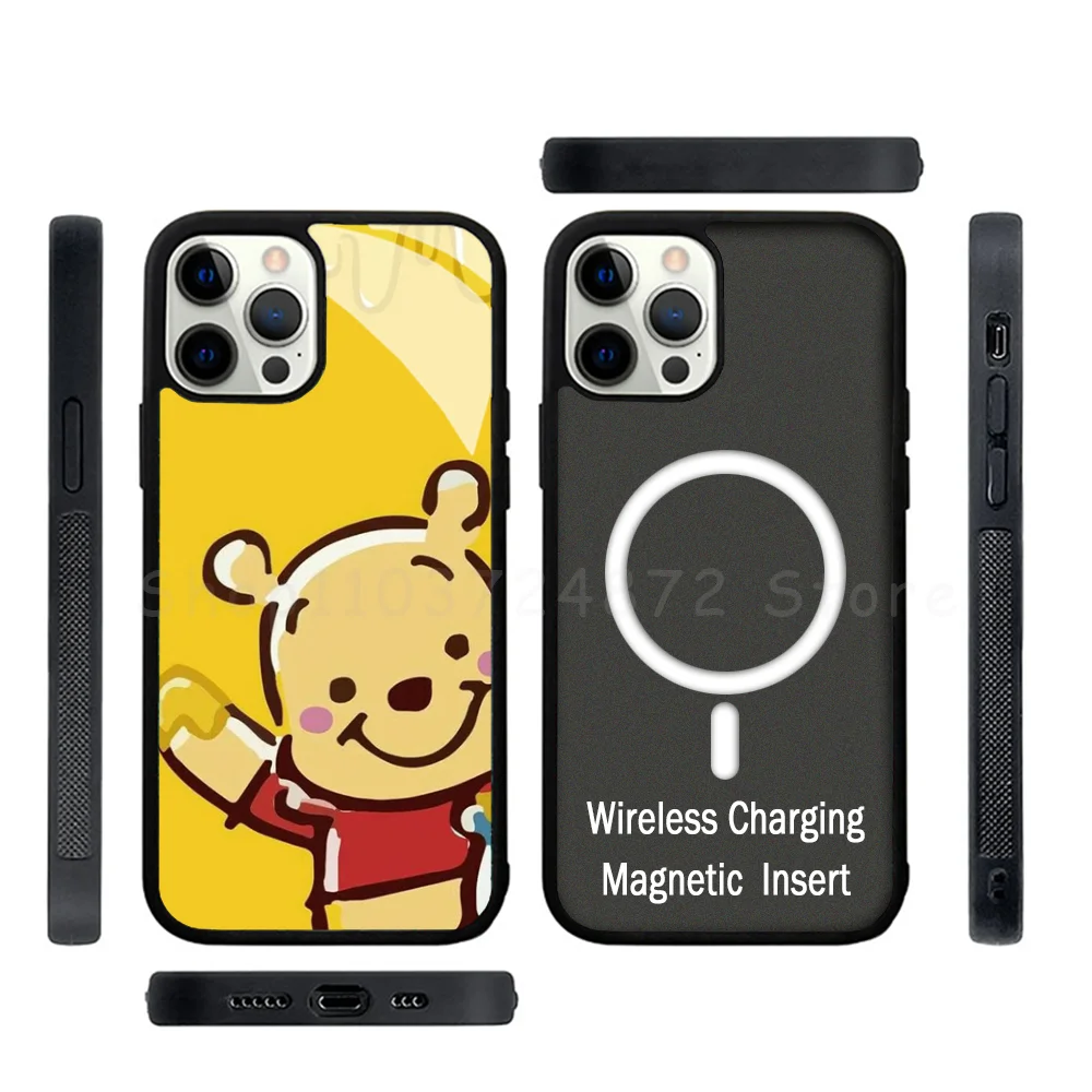 

Winnie-the-Pooh Phone Case Strong Magnetic For IPhone 15 14 13 Pro Max Mini Alex Mirror For Magsafe Wireless Charging Cover