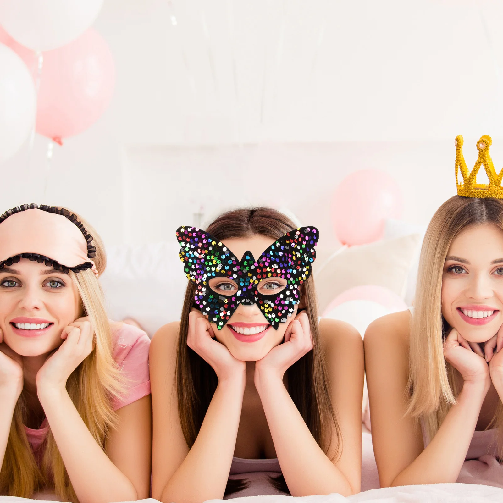 قناع تنكر نصف وجه للهالوين زي فراشة ترتر للحفلات للنساء ملحقات تزيين الكرنفال #2