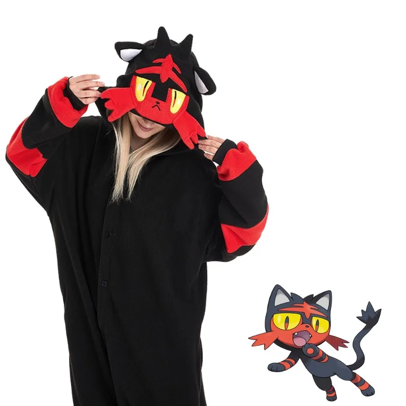 Anime Litten Onesies Kigurumi Pijamas Adult Cosplay Costume Unisex Pajamas Halleween Christmas Party Jumpsuit Gift Pyjamas