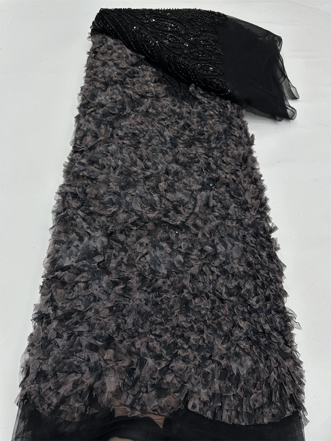 Mais recente design de tule francês 3d lantejoulas tecido renda africano frisado tecido renda nigeria vestidos festa casamento costura feminina 5 metros