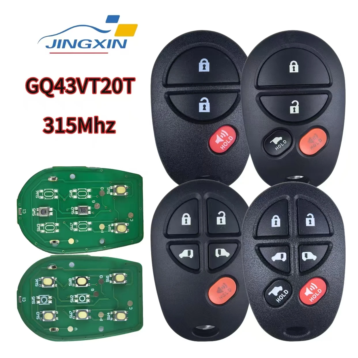 

Jingxin 315MHz GQ43VT20T Remote Car Key/PCB/Shell Fob for Toyota Sienna Tundra Sequoia Tacoma Camry Highlander Aurion 2004-2018
