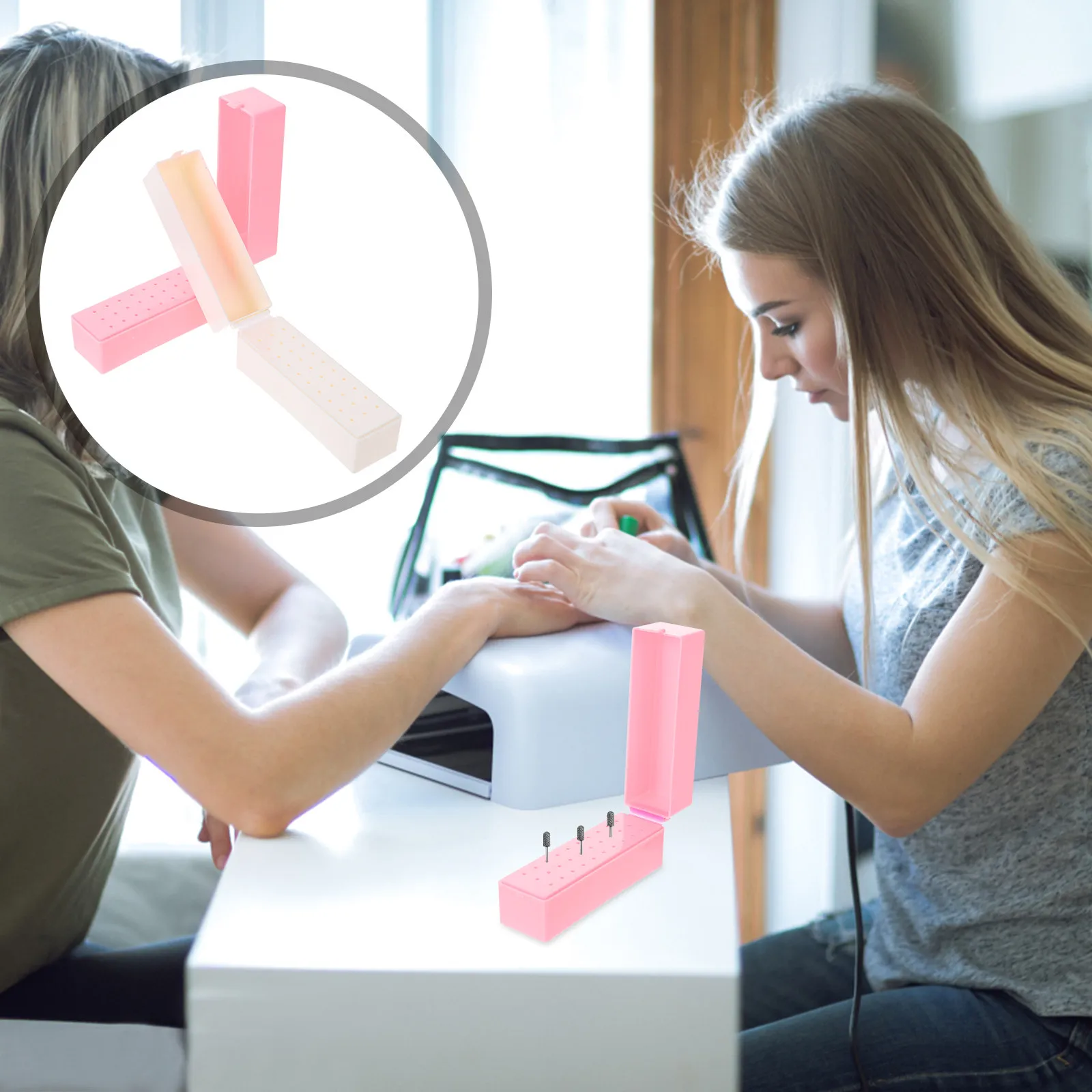 

2Pcs Manicure Grinding Head Storage Box Nail Drill Holder Polishing Bits Organizer Nail Art Training Tool Polish Head Boxes