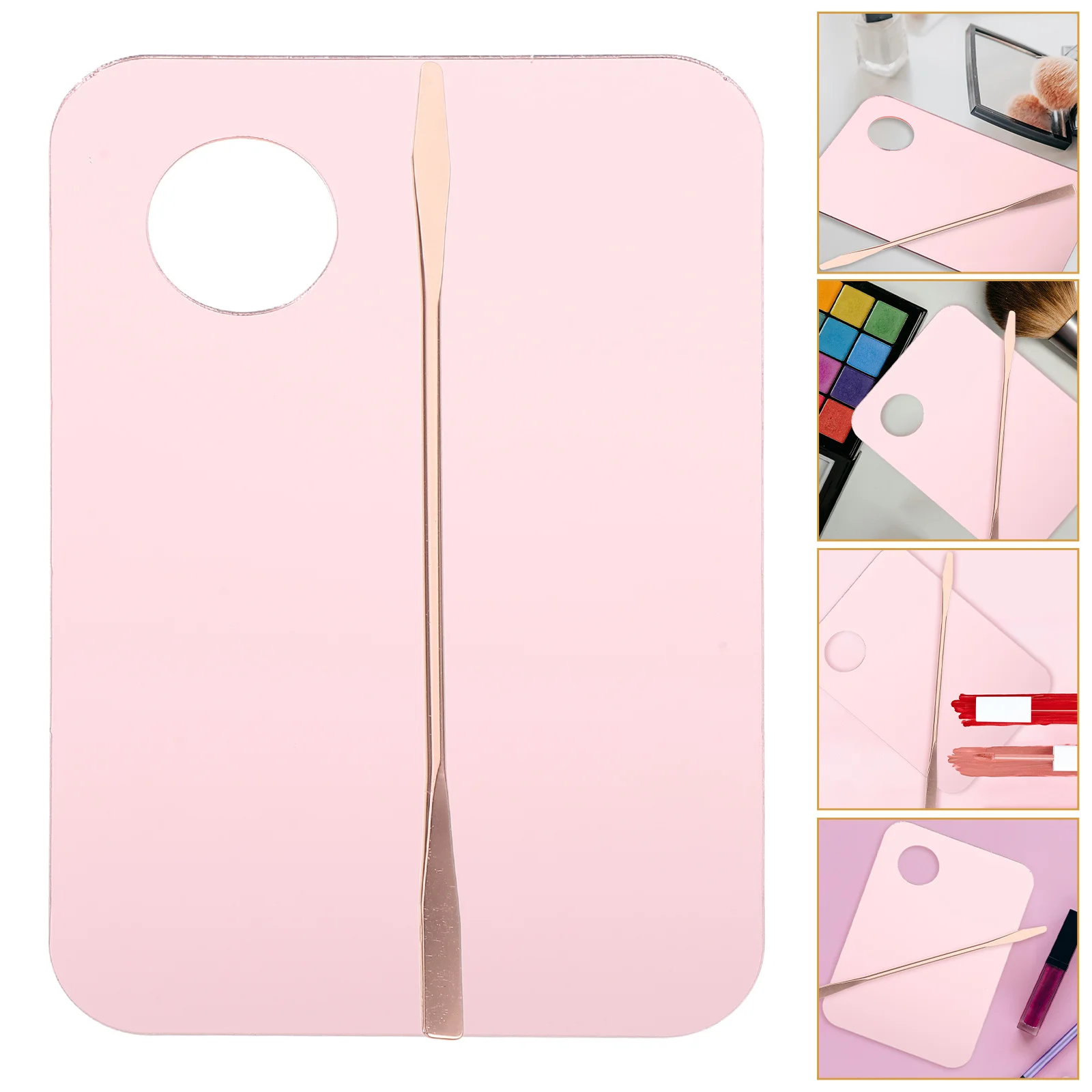1 Juego de placa mezcladora de colores de maquillaje, paleta acrílica, bandeja mezcladora, espátula para base de uñas, herramienta de belleza práctica y duradera