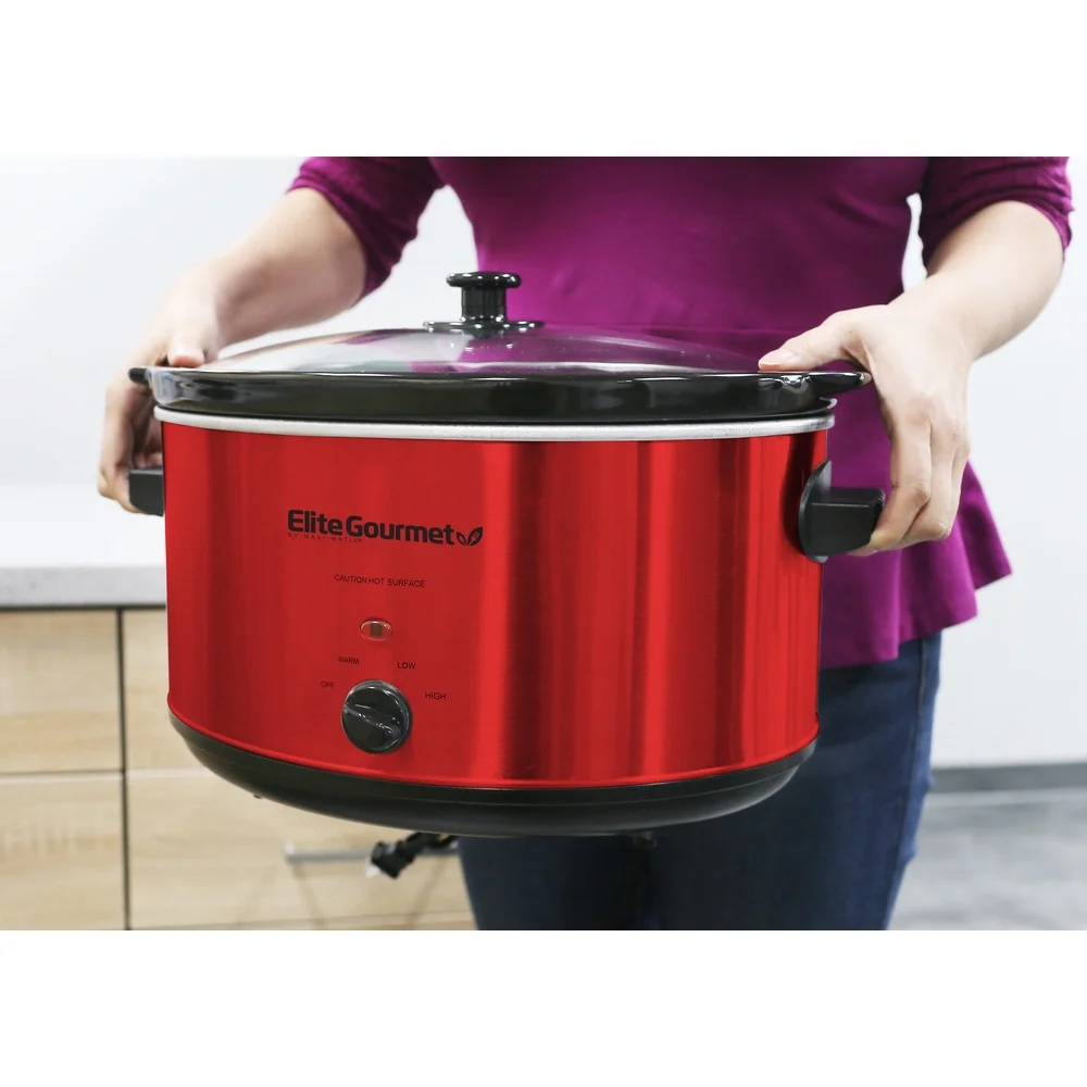 Pentola a cottura lenta in acciaio inossidabile da 8,5 Qt con coperchio in vetro temperato Zuppe Stufe Arrosti Cacciole Curries Chili Elettrodomestico da cucina