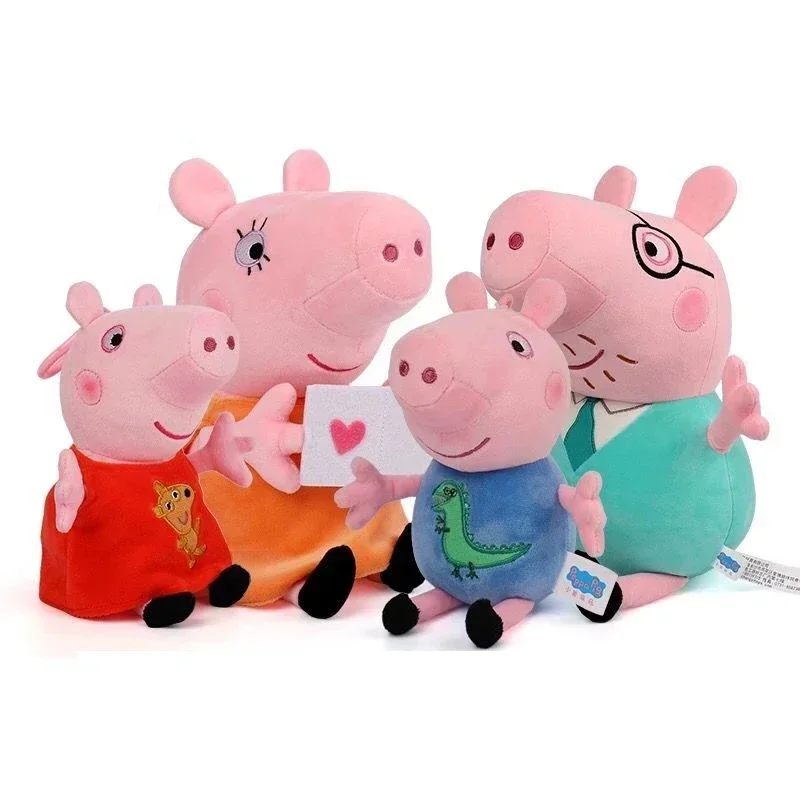 Original Peppa Pig Family Party Set Daddy Mommy George 19-30cm Cute Animal Stuffed Plush Doll Room Decor Kids Gift