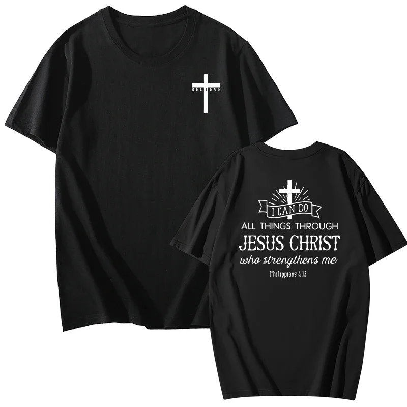 Jesus Kreuz Bedrucktes T-Shirt für Männer Frühling Sommer Täglich Casual Sport T-Shirts Männlich Zuhause Outdoor Bequemes Kurzarm-Top