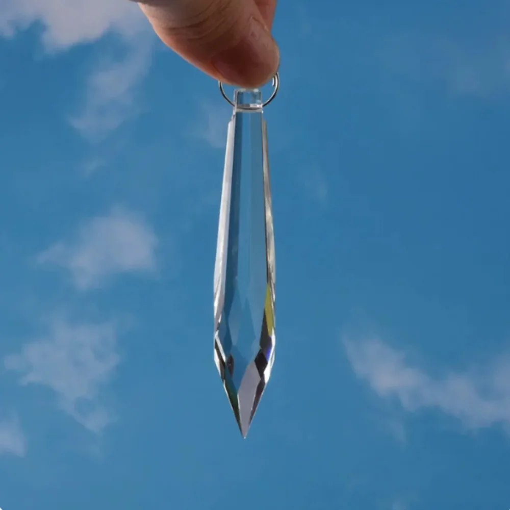 125Pcs 50mm Crystal Icicle Prisms Pendants Faceted Sun Catcher Rainbow Maker DIY Craft Home Wedding Garden Window Hanging Decor