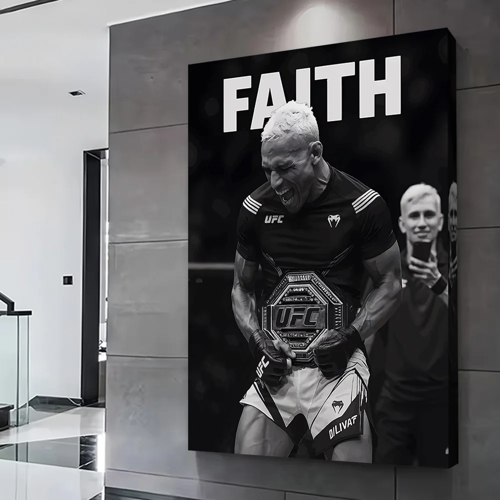 Charles Oliveira Boxer Champion 'Faith' Poster Customizable Printed Canvas Painting for Pictures Wall Art Aesthetic Decoration