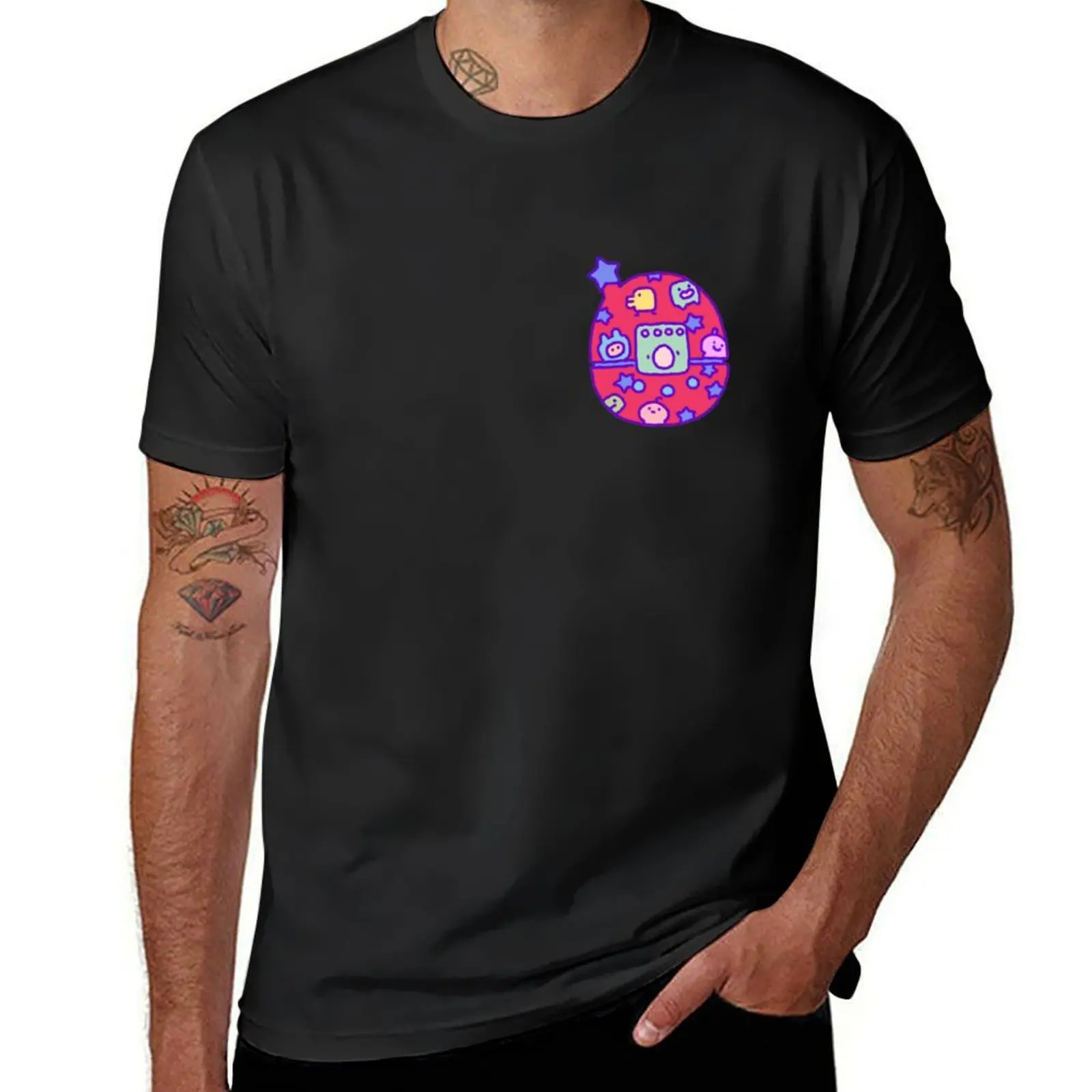 

Red Tamagotchi T-Shirt funnys vintage clothes plus size tops men clothing