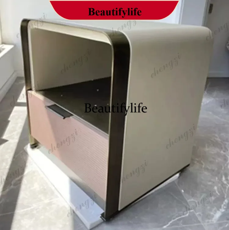 YL Italian light luxury bedside table, high-grade leather, simple model room, bedside table, locker, storage cabinet customizati