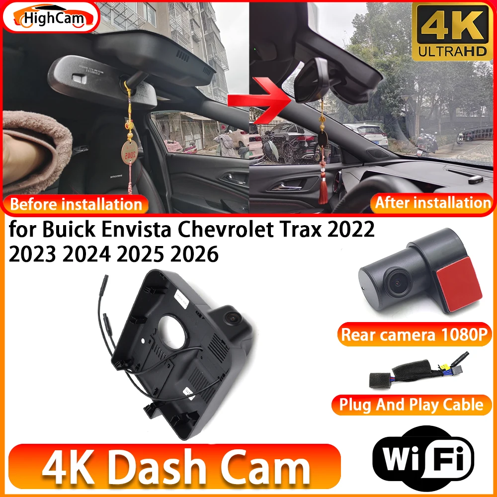 HighCam for Buick Envista Chevrolet Trax 2022 2023 2024 2025 2026 OEM 4K DVR Dash Cam Front Rear Camera WiFi Video Recorder