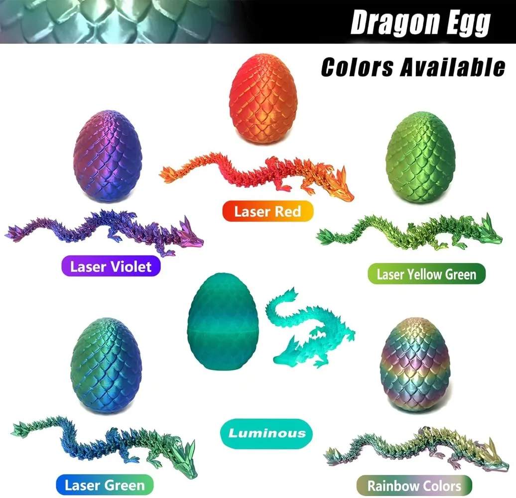 1/2 قطعة ثلاثية الأبعاد مطبوعة التنين البيض مع التنين مفصلية بالكامل التنين نموذج المنقولة للتدوير مفصلية سطح المكتب حلية لعبة طفل #5