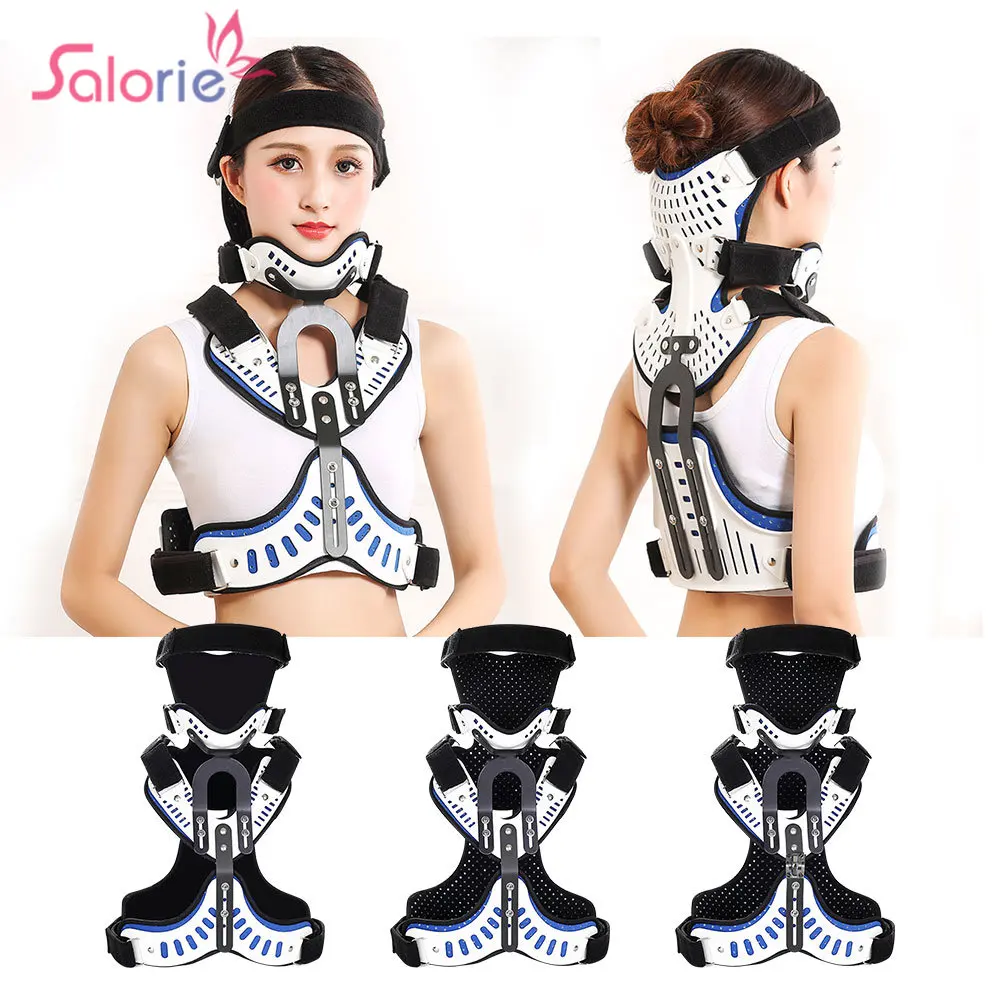 Adjuatable Medical Cervical Thoracic Orthosis Head Neck Chest Fixed Brace Traction Support Brace Pain Relief Breathable Correct