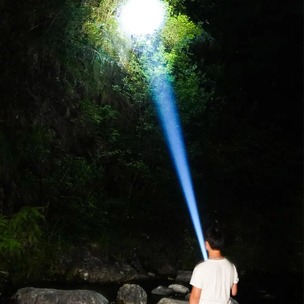 LED Flashlight Super Bright Rechargeable Portable Ultra Power Torch Lamp Retractable Digital Zoom Hand Light For Camping