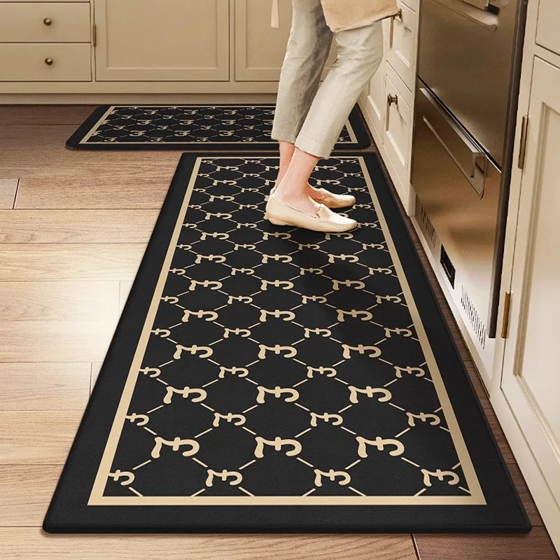 Non-slip Kitchen Mat for Floor Waterproof Anti-fouling Oil-proof Long Strip Runner Rugs Kitchen Carpet PVC Leather Washable Mats