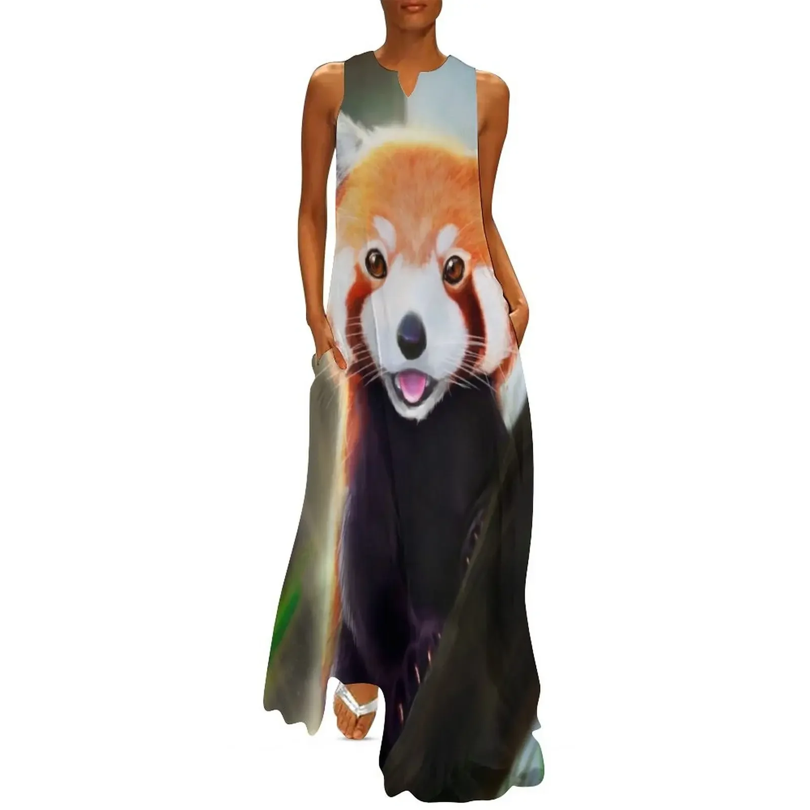 

Red Panda Long Dress Elegant gown luxury woman party dress Women's summer dress