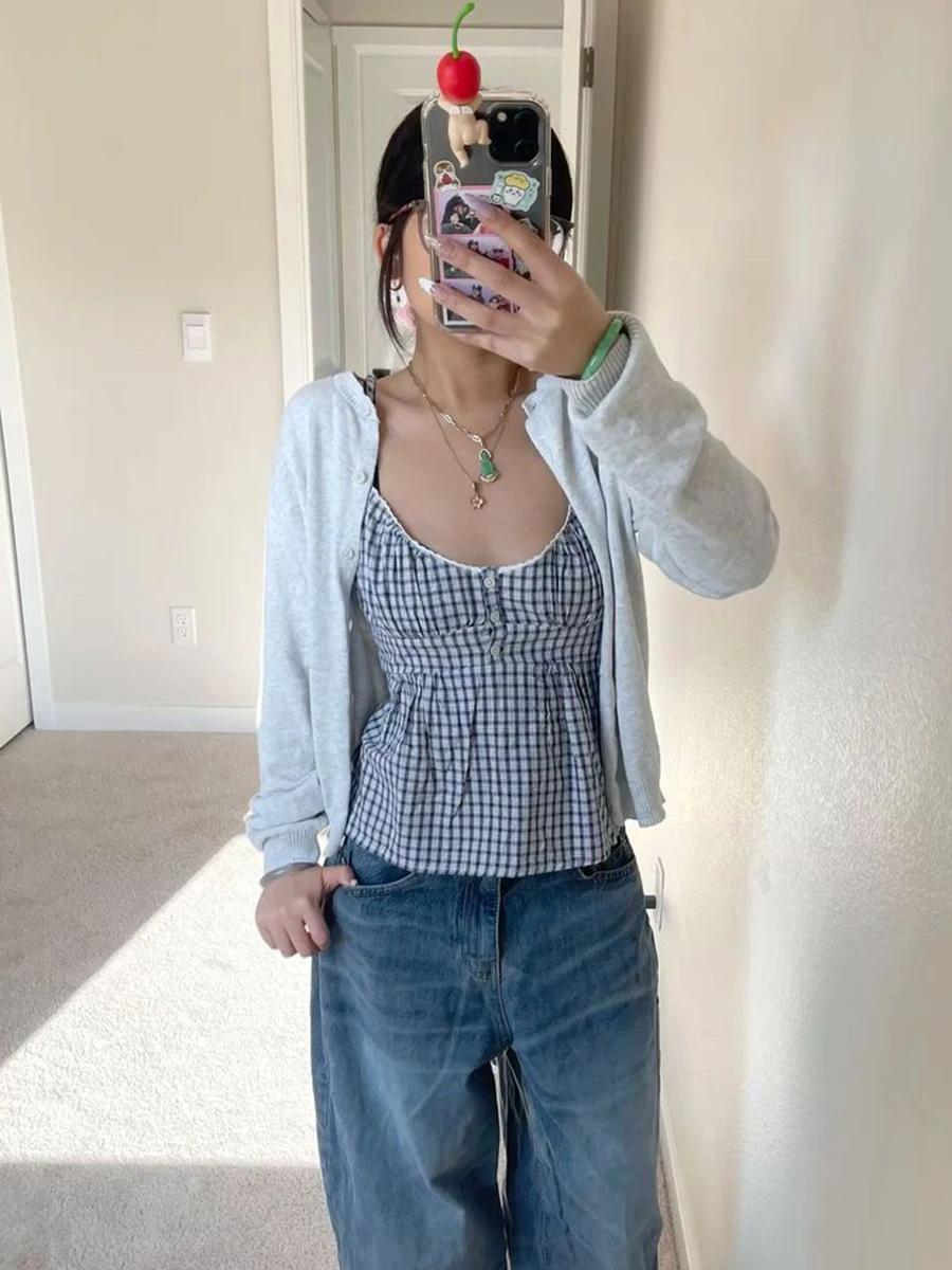 البحرية منقوشة الدانتيل تقليم سليم تانك القمم امرأة ثلاثة أزرار الخامس الرقبة الظهر الدانتيل متابعة القطن بروتيل الصيف خمر الشارع الشهير المحاصيل القمم #3