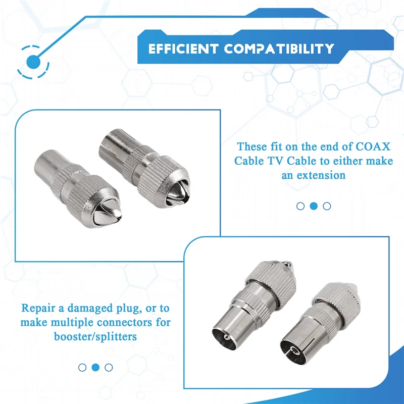 ABGR-10Pcs (5 × ذكر، 5 × أنثى) محول موصلات الكابلات المحورية للتلفزيون
