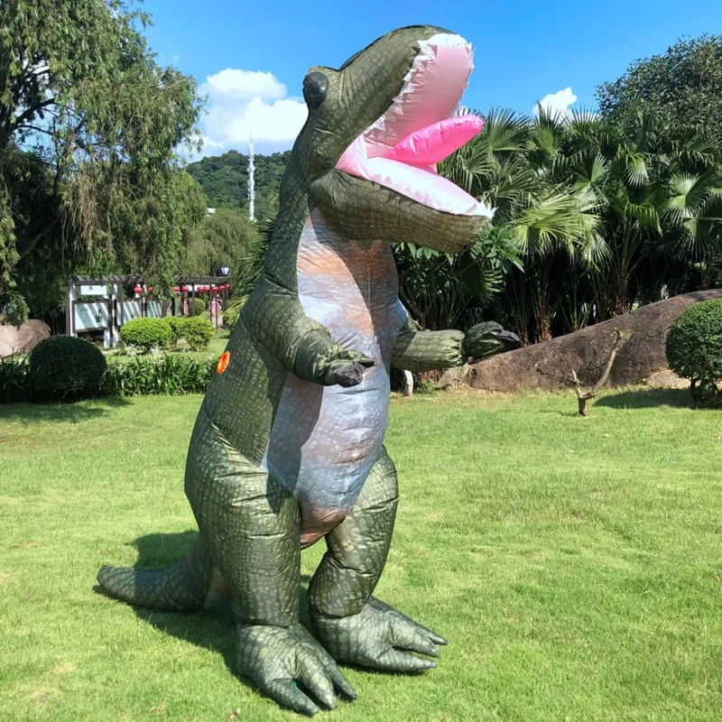 Kostum Cosplay Halloween, kostum Cosplay Halloween mewah, dinosaurus lucu, kostum t-rex Inflatale, permainan peran karnaval, untuk pria wanita dewasa