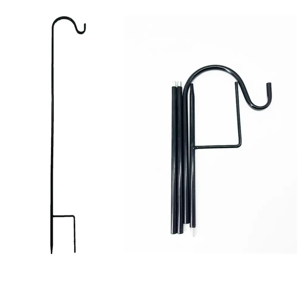 Garden Utensils Metal Shepherd Hook Detachable Rust Proof Ground Insertion Rod Multi-purpose Iron Bracket Flower Basket
