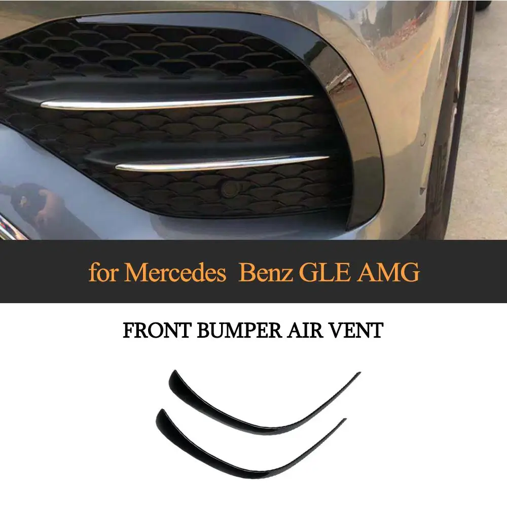 For Mercedes-Benz GLE Class Sport 2020 Car Front Bumper Fins Splitters Canards ABS Carbon Fiber Look / Black