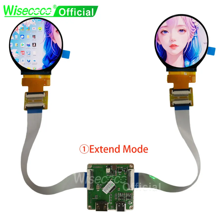 

Wisecoco 2.1 Inch Round Display Dual IPS Screen 480x480 Double Circular LCD Module Smart Home SPI RGB Interface 2nd Development