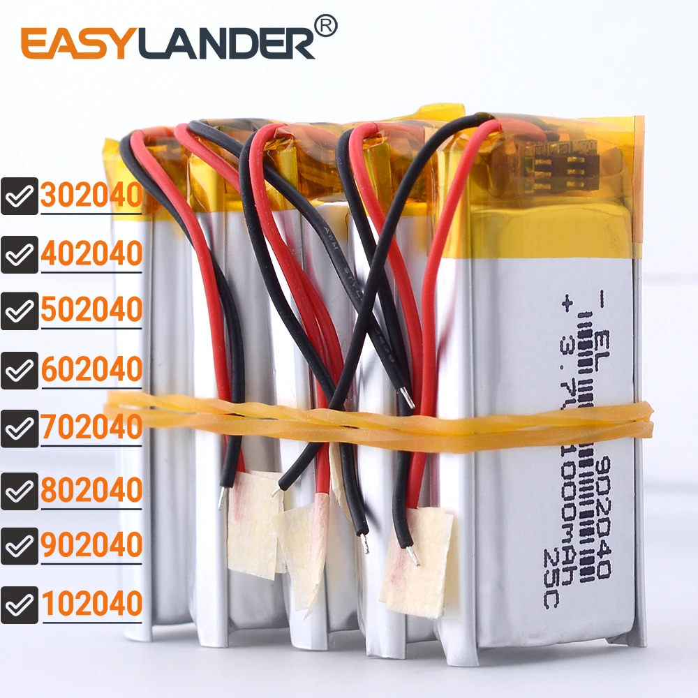 5Pcs /Lot 3.7V 902040 1000mAh Lithium Li-ion Polymer Battery 302040 402040 502040 602040 702040 802040 102040