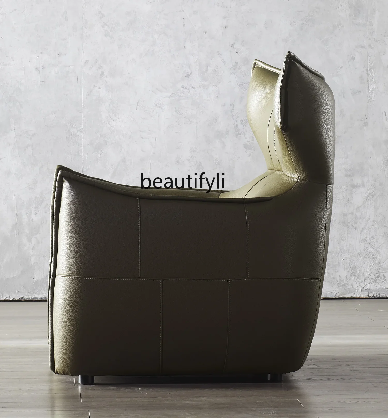 S132 Italian light luxury cowhide single sofa living room balcony leisure chair designer lazy leather sofa