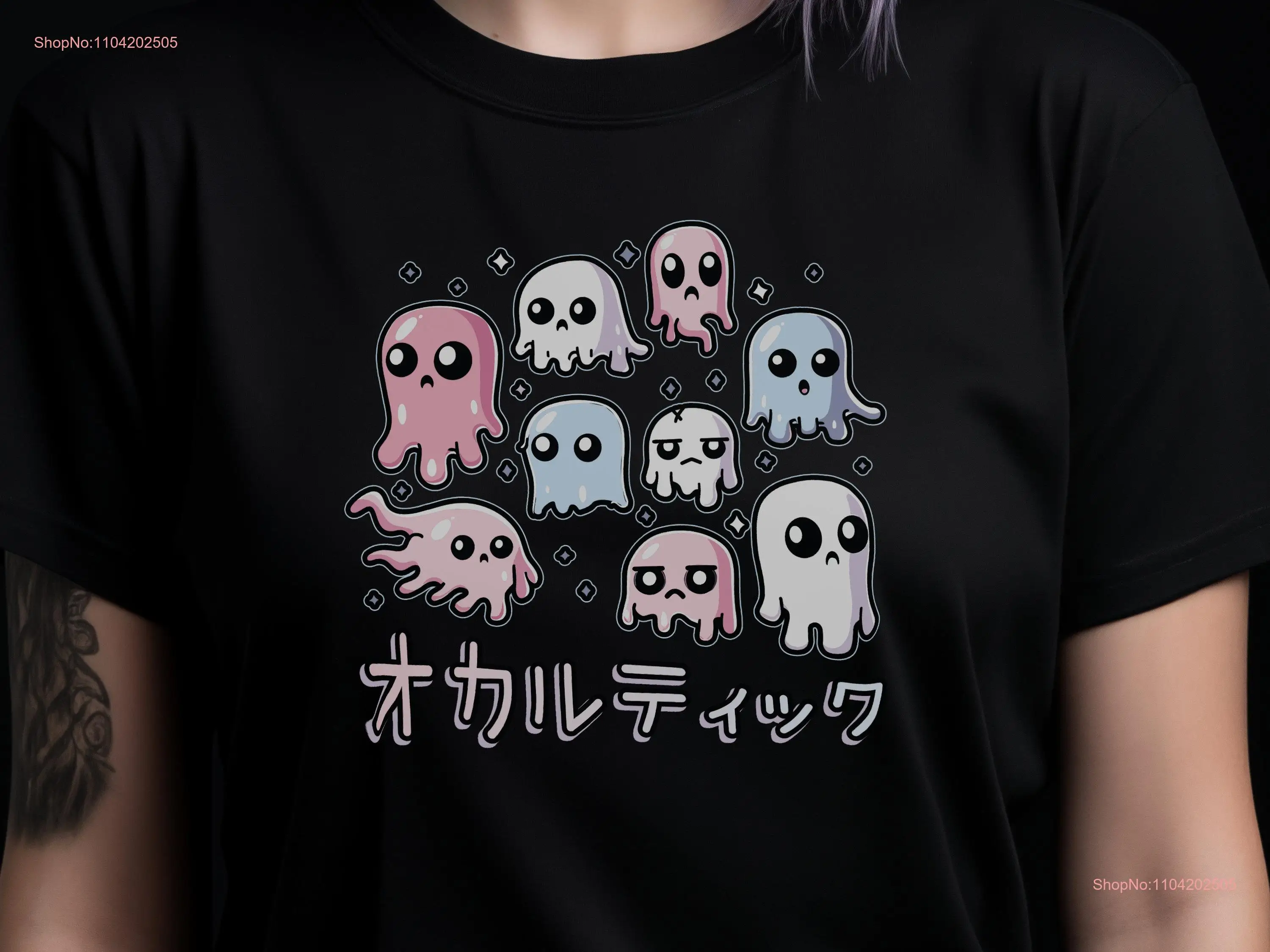 Kawaii Ghost Slime T Shirt Pastel Goth Harajuku Style Cute Creepy Ghosts CreepyCute Japanese Anime long or short sleeves