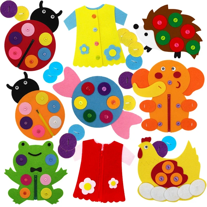 Kids Handmade DIY Thick Felt Non Woven Fabric Toys Pack Forest Animal Flower Fruit Crab Mushroom Handmade Teaching Gift Doll