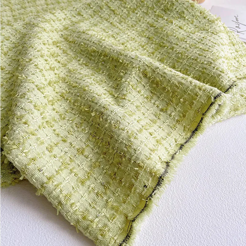 Green Woven Small Fragrance Style Imitation Wool Fabric For Women's Autumn And Winter Outerwear Skirt Coat Apparel Fabric