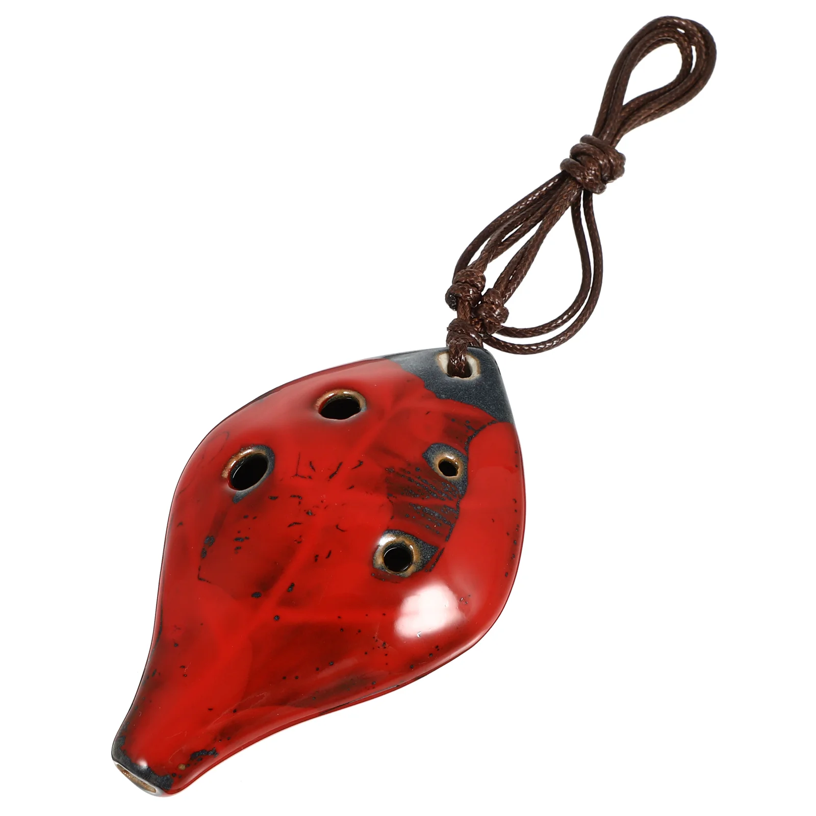 Leaf Shape 6 Hole Ocarina Child Musical Instruments Necklace White Porcelain Children Beginners Practice