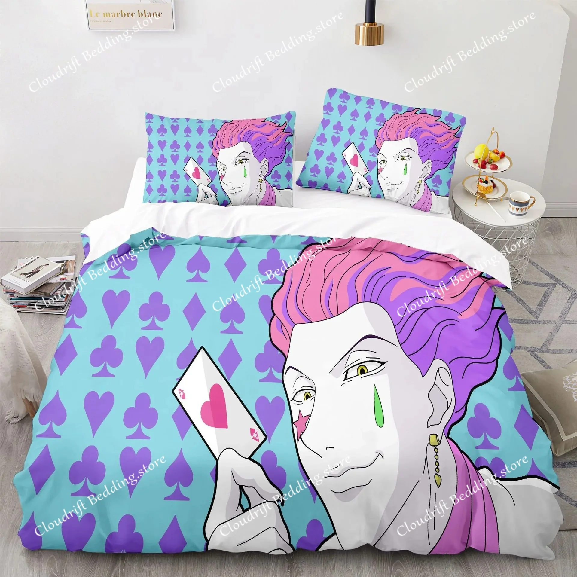 Vibrant 3D Print Anime Hunter×Hunter Bedding Set: Duvet Cover & Pillowcases, King/Queen Size for Boys & Adult Collectors