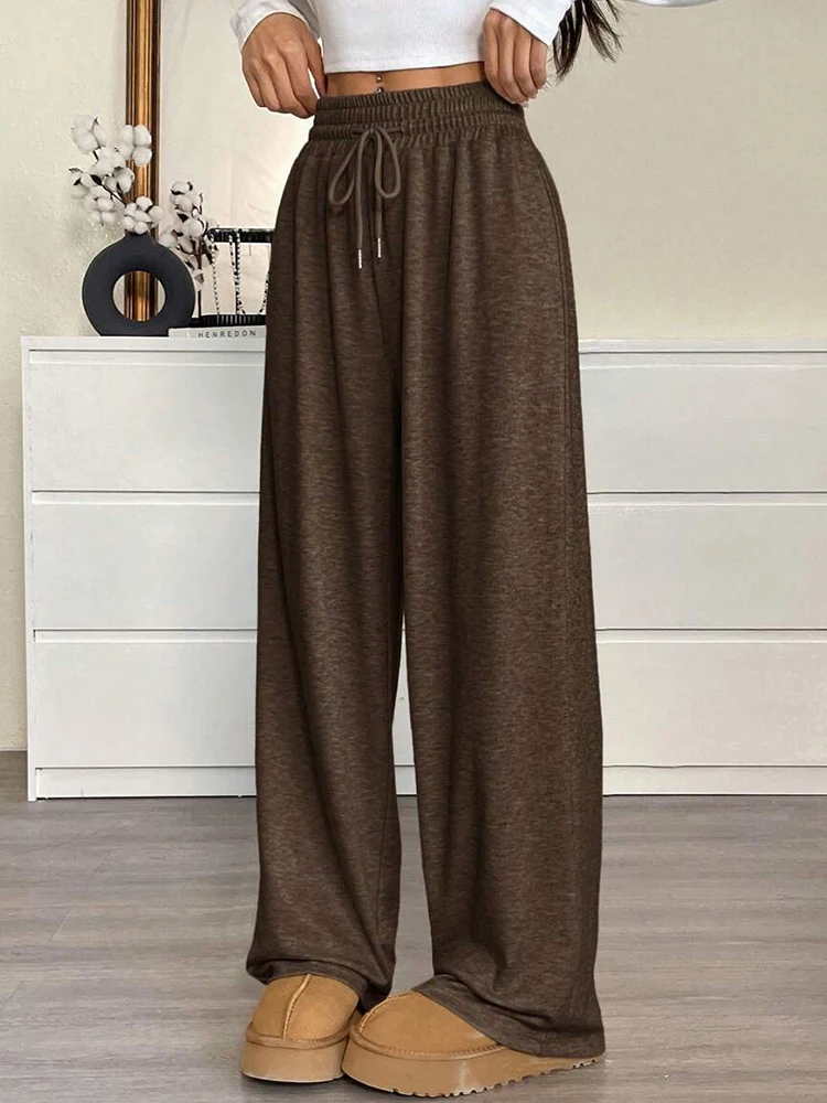 

2025 autumn/winter solid color women's casual pants, loose fit wide leg pants, commuting pants