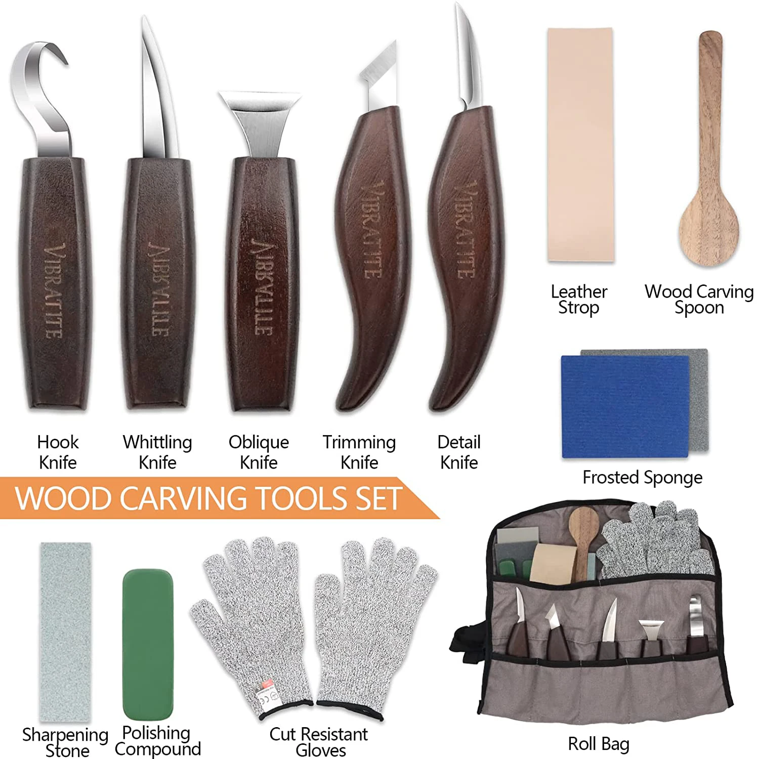 14 in 1 Wood Carving Tools Set - Wood Carving Kit with Detail Wood Knife, Woodworking Whittling Kit for Beginners, DIY,Gift