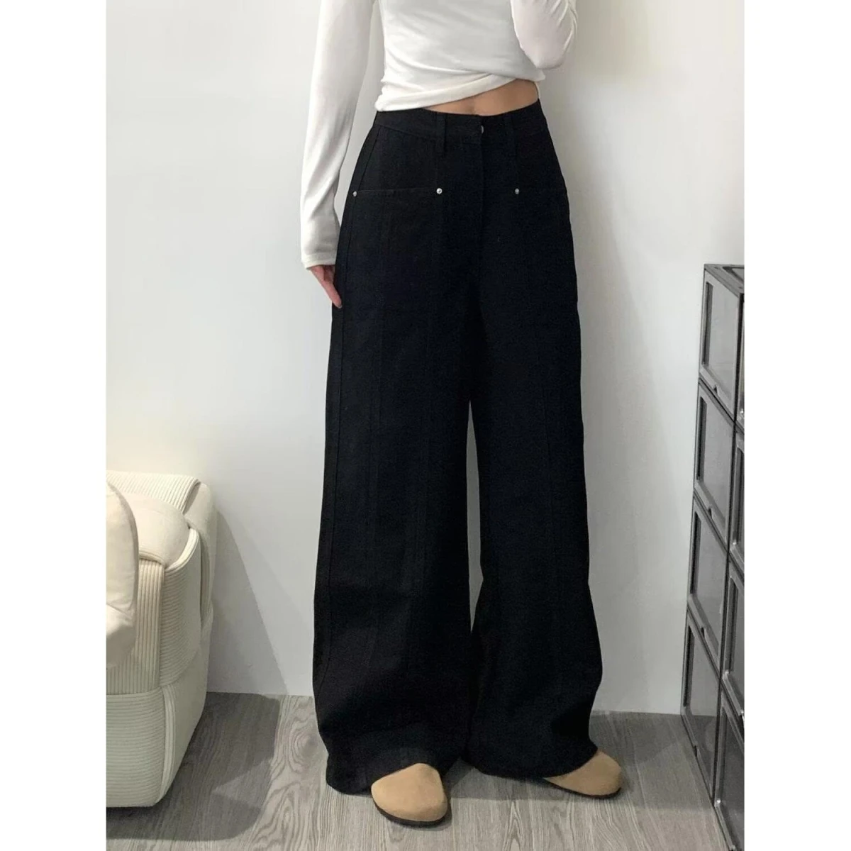 

Loose High Waist Wide Leg Jeans Women's Casual Comfortable Vintage American Style Loose Feeling Jeans Spring Autumn New Style