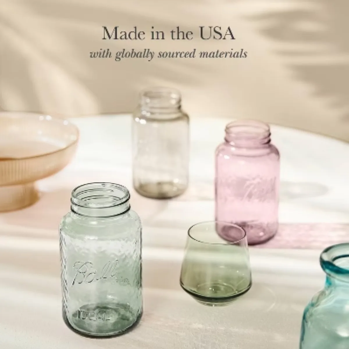 Barattoli di vetro a bocca normale da 32 once, confezione da 4, con coperchi e fasce, verde schiuma di mare