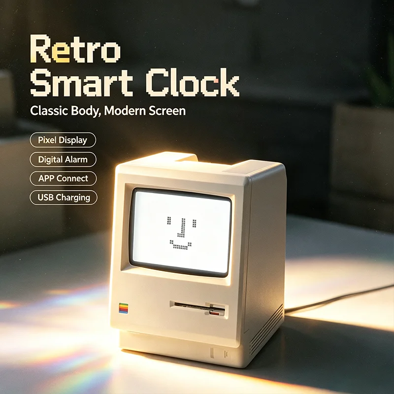 Retro Clock Creativity Maclock Alarm Clock Student Specific Wake Up Artifact Desktop Decor Electronic Display Alarm Clock