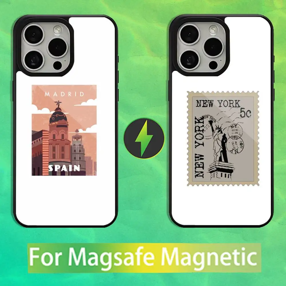 

Stamp Travel Ticket Phone Case For iPhone 16,15,14,13,12,11,Pro,Max,Plus,Mini,Magsafe,Magnetic Wireless Charging Case