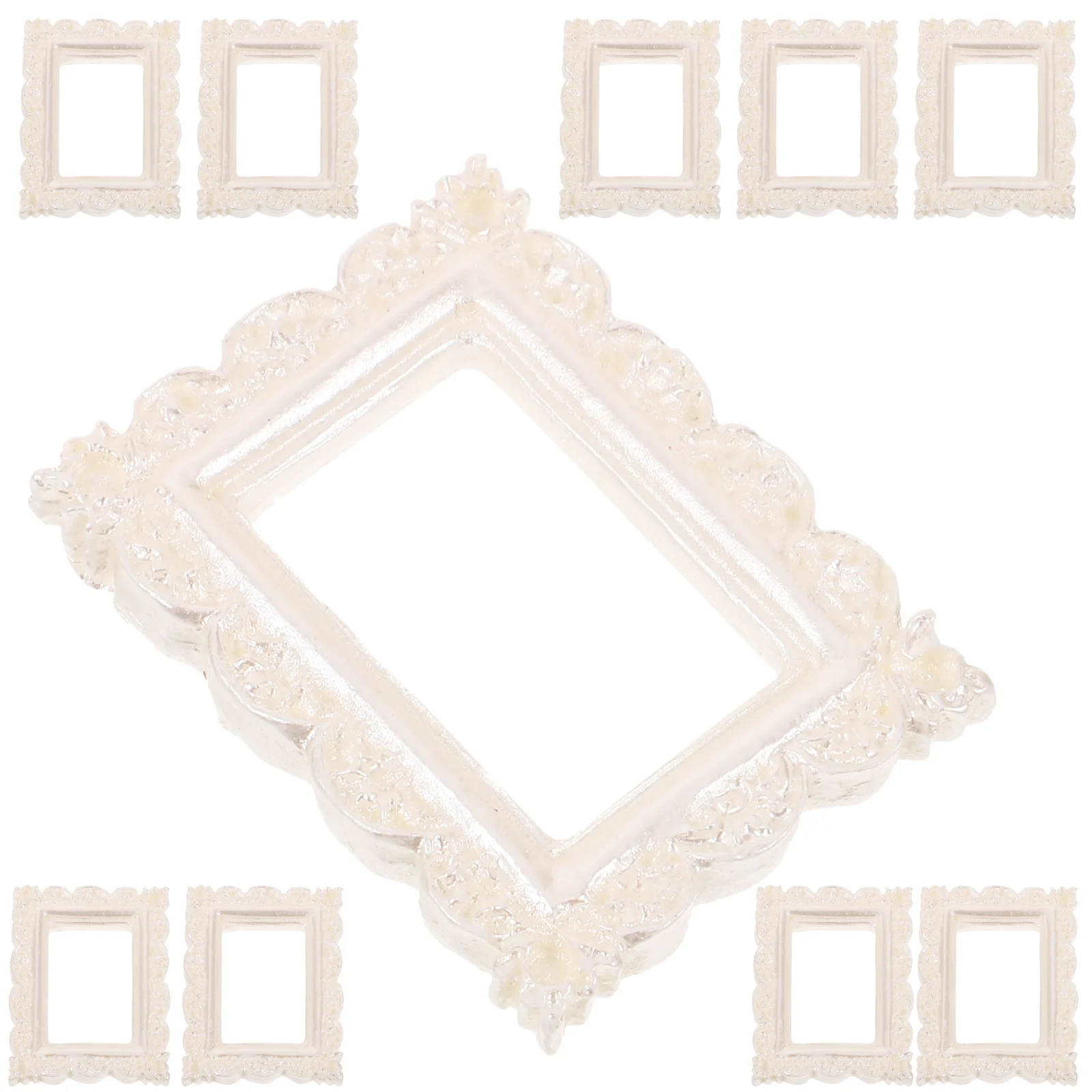 10 Pcs Photo Frame Ornaments Romantic Frames Mini Resin Picture House Miniature Small for DIY Crafts Making