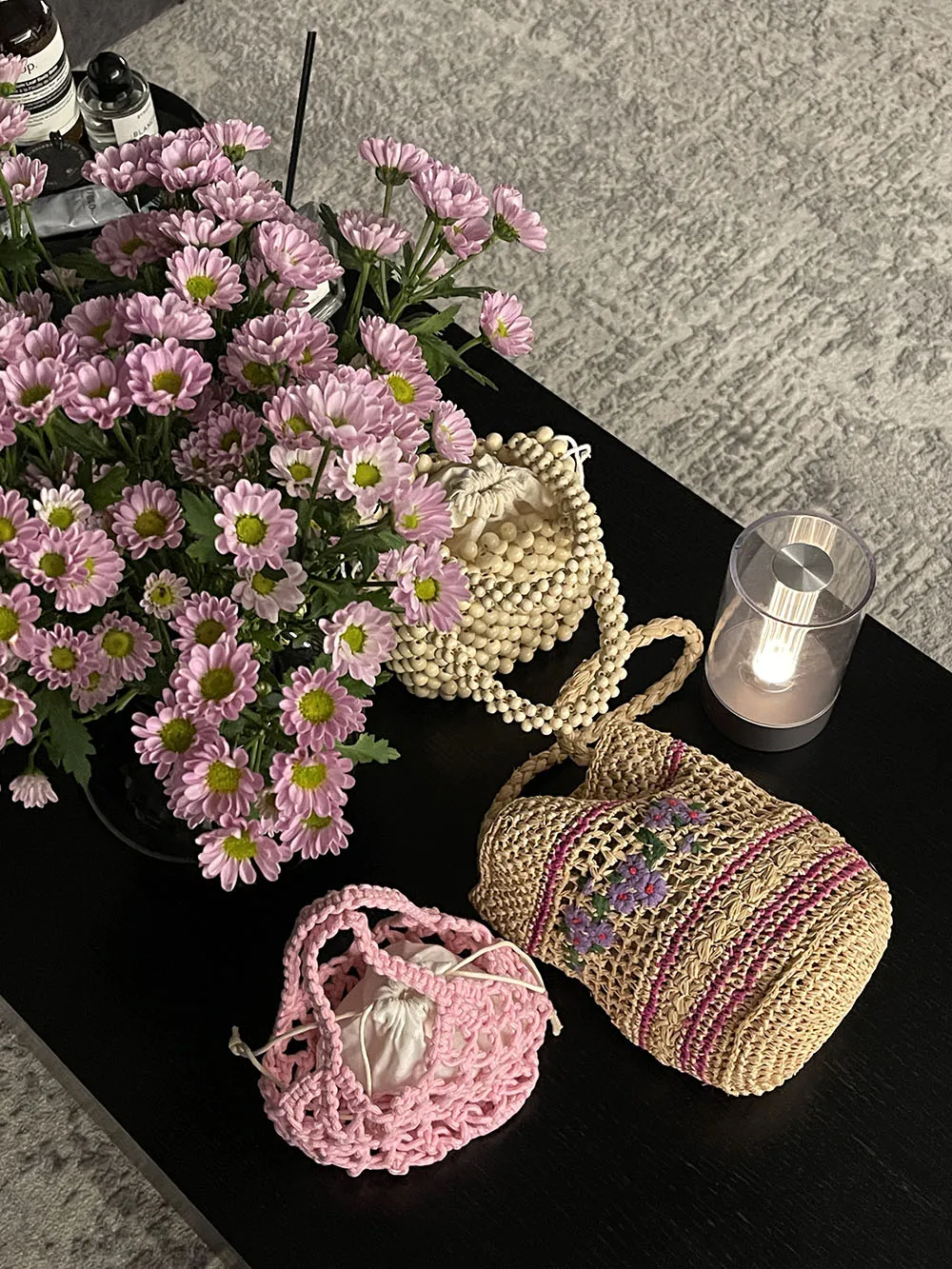 Vintage French Bucket Bag Premium Lafite Handmade Crochet Bag Embroidered Flower Tote Bag